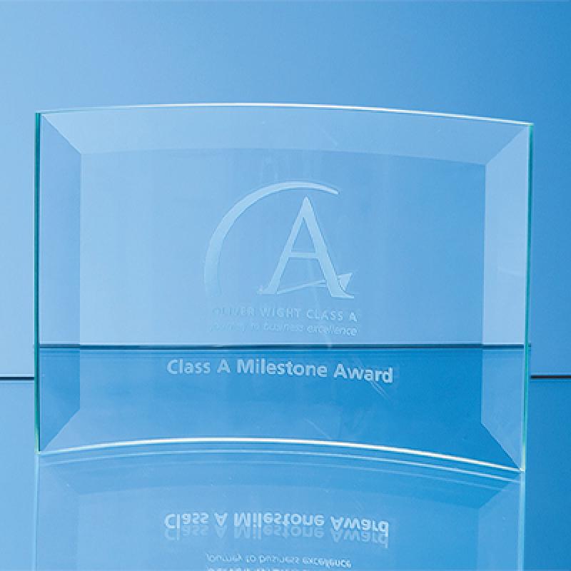 Image of 10cm x 14.5cm x 5mm Jade Glass Bevelled Crescent